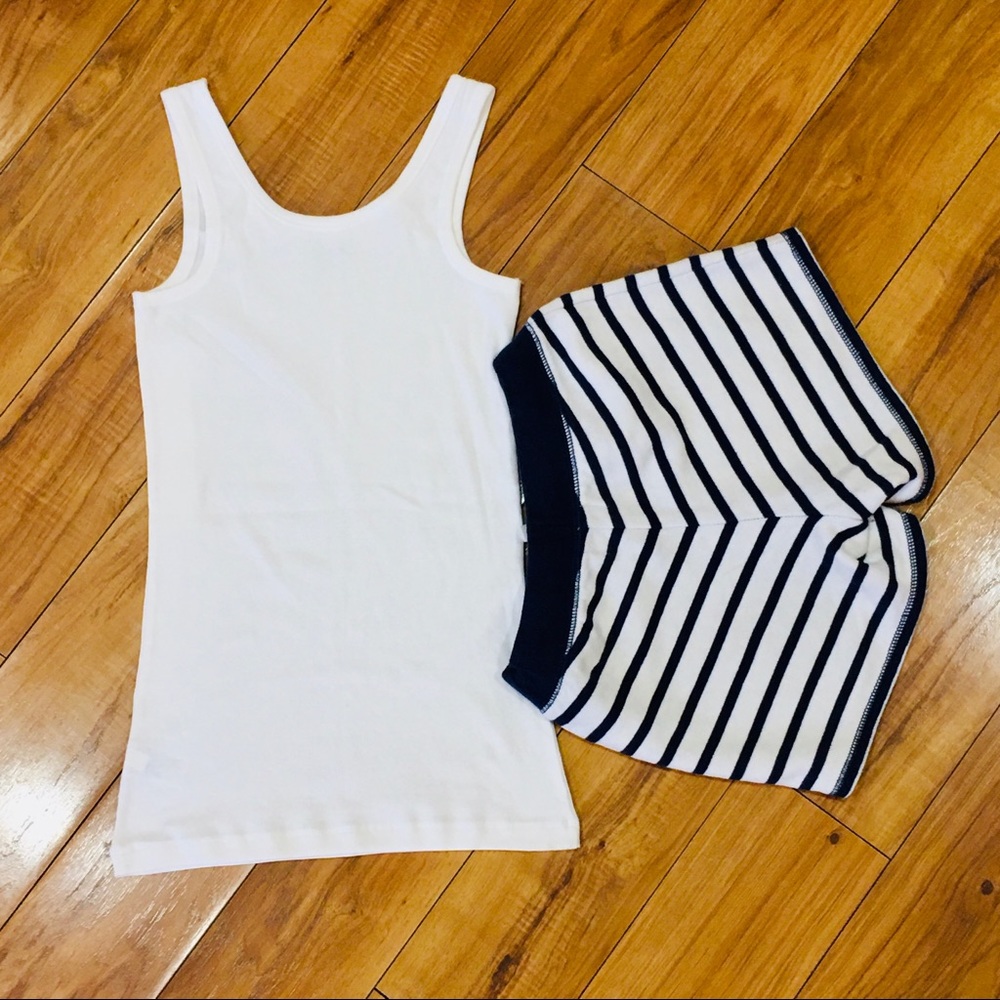 Gap beach summer striped cotton shorts and sequin white tank top — girl … - Picture 5 of 7